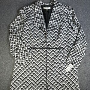 Jones Studio Womens Blazer Jacket Black White Chevron Zig Zag Size 16 NWT